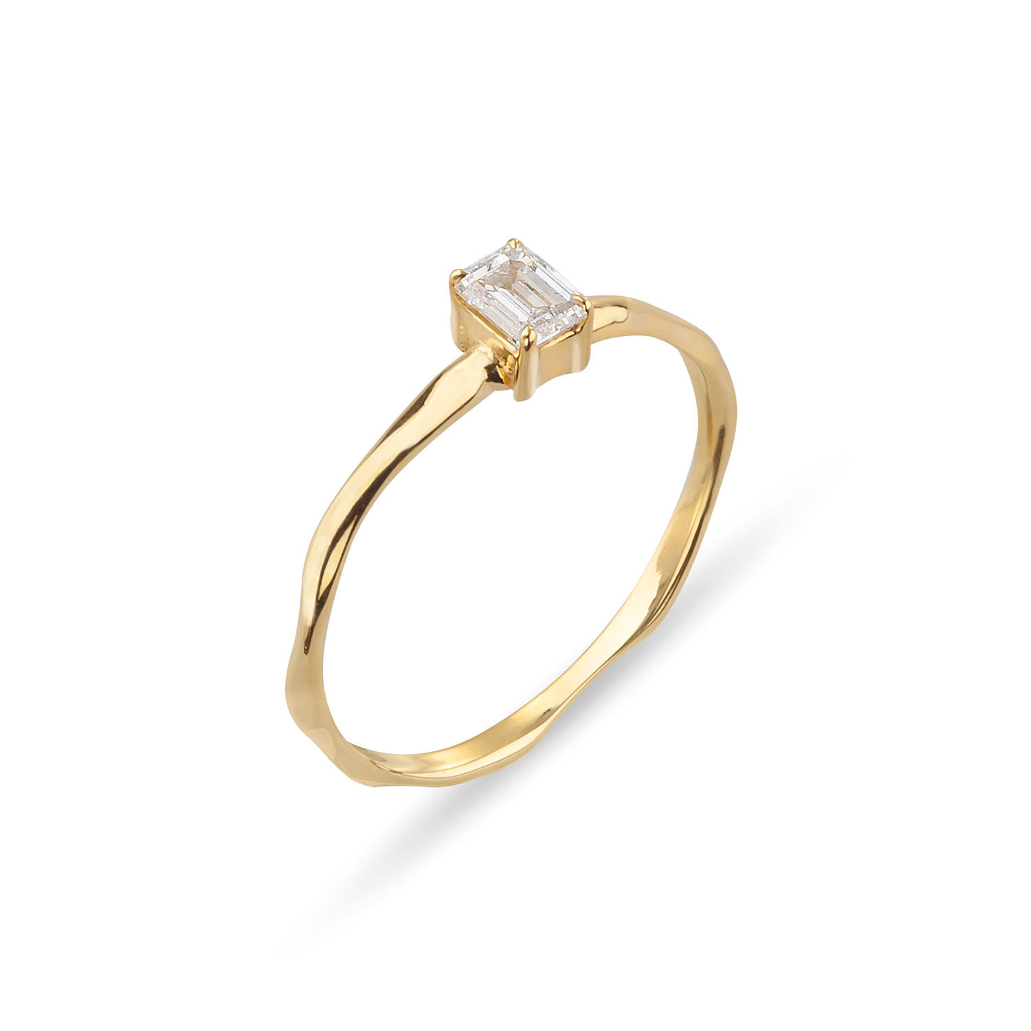 Δαχτυλίδι Mini Rocks από χρυσό 18Κ με διαμάντι emerald 0.24ct