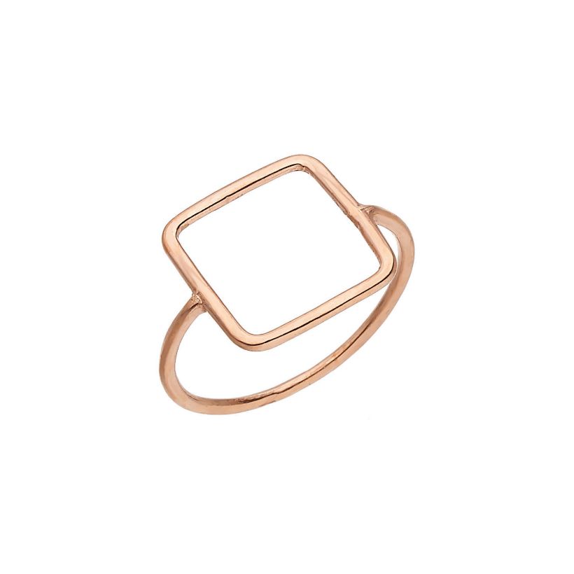 Δαχτυλίδι τετράγωνο από ροζ επιχρυσωμένο ασήμι  925°