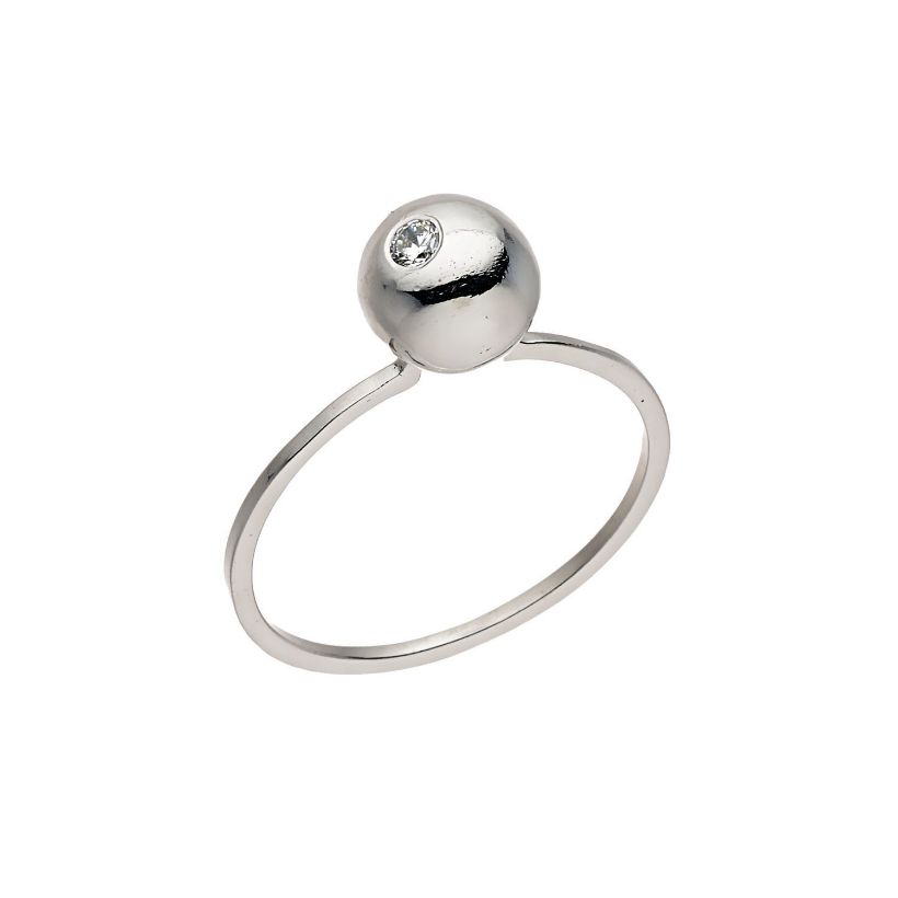 Δαχτυλίδι σφαίρα από επιροδιωμένο ασήμι 925° με ζιργκόν