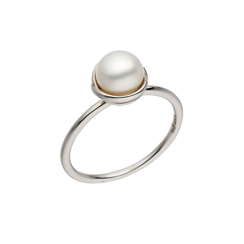 Δαχτυλίδι από επιροδιωμένο ασήμι 925° με freshwater pearl