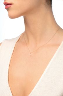 Μενταγιόν Mini Drops από ροζ χρυσό 18Κ με freshwater pearl