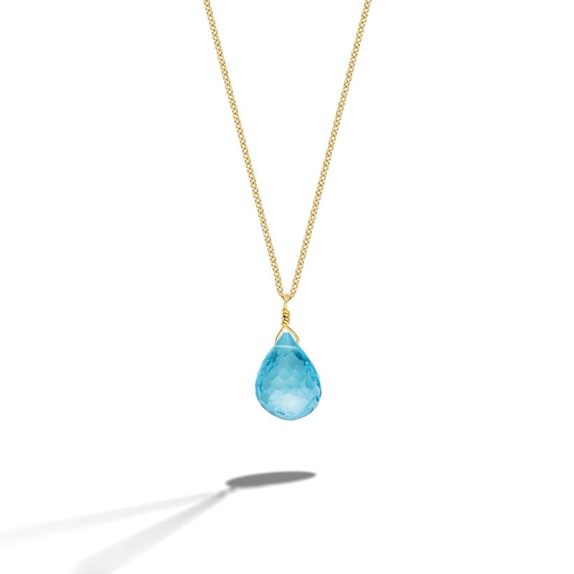 Μενταγιόν Mini Drops από χρυσό 18Κ με blue topaz