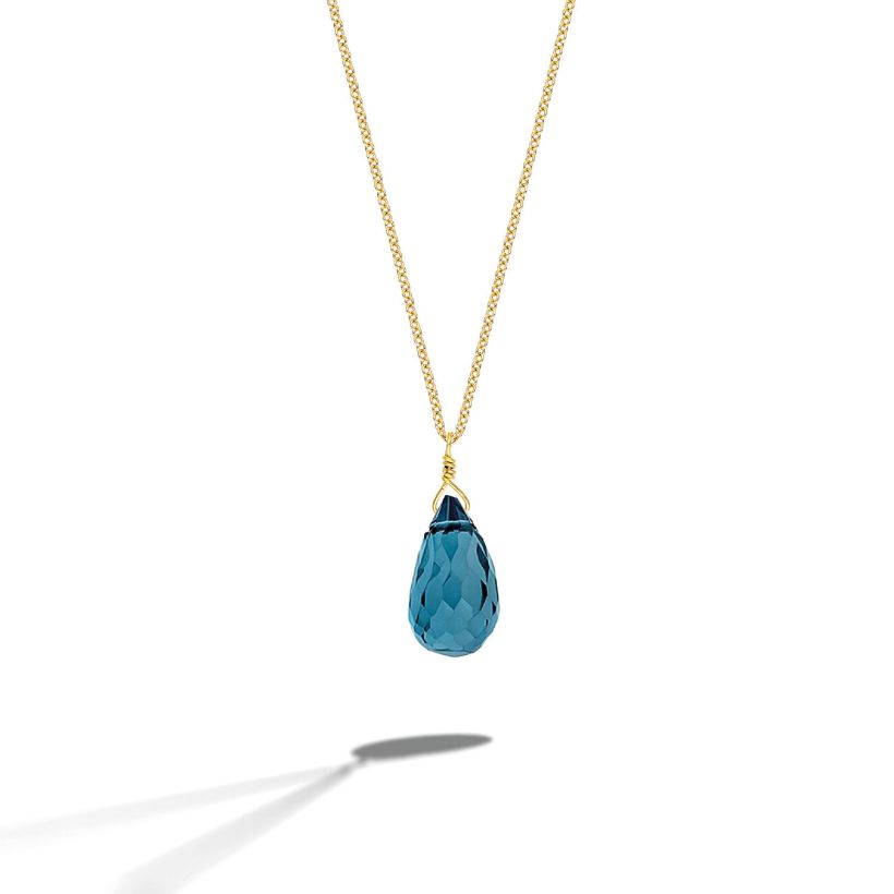 Μενταγιόν Mini Drops από χρυσό 18Κ με London blue topaz