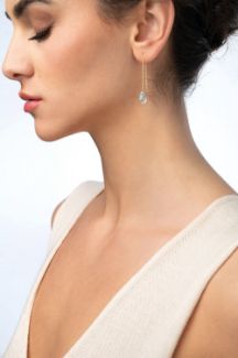 Σκουλαρίκια Mini Drops από χρυσό 18K με blue topaz