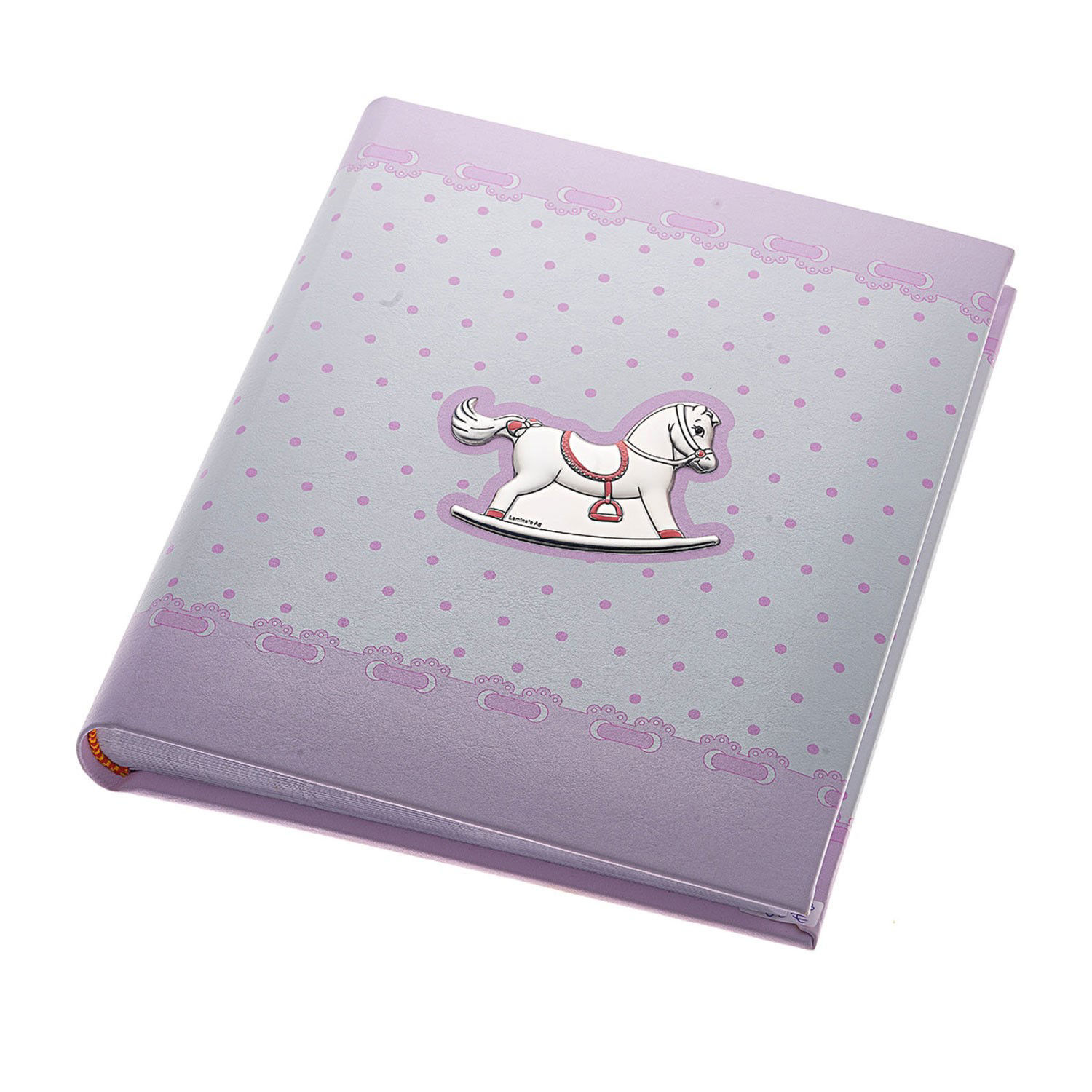 Παιδικό άλμπουμ ροζ με σχέδιο αλογάκι από ασήμι 925° και σμάλτο