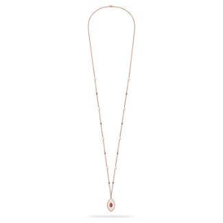 Κολιέ Swing από ροζ επιχρυσωμένο ασήμι 925° με αμέθυστο, freshwater pearls και λευκό σμάλτο