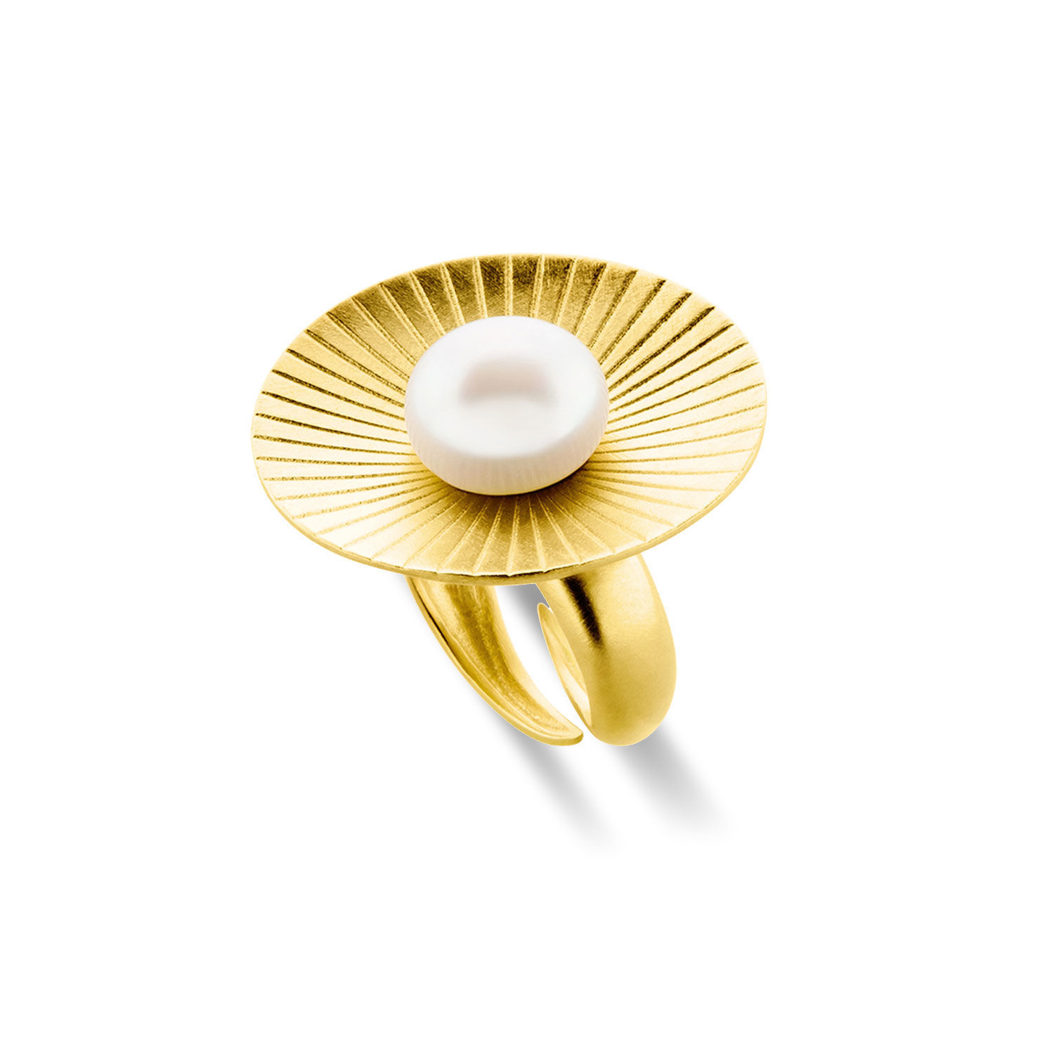 Δαχτυλίδι Era από ματ επιχρυσωμένο ασήμι 925° με freshwater pearl