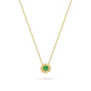 Κολιέ Gems από χρυσό 18K με σμαράγδι και διαμάντια μπριγιάν
