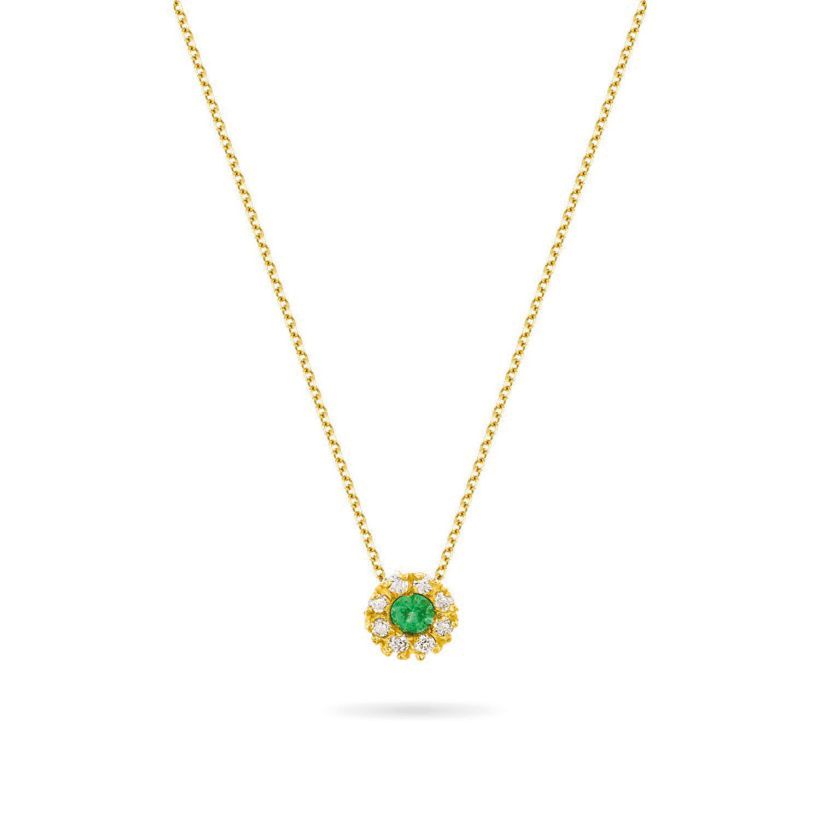 Κολιέ Gems από χρυσό 18K με σμαράγδι και διαμάντια μπριγιάν