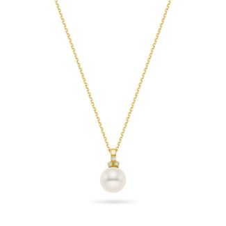 Κολιέ Diamonds από χρυσό 18K με διαμάντια μπριγιάν και freshwater pearl