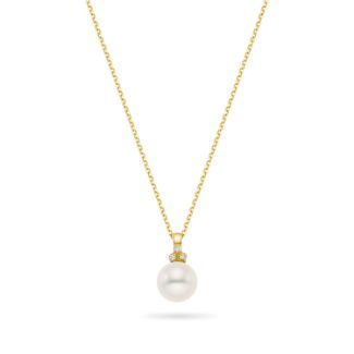 Κολιέ Diamonds από χρυσό 18K με διαμάντια μπριγιάν και freshwater pearl