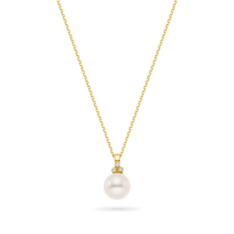 Κολιέ Diamonds από χρυσό 18K με διαμάντια μπριγιάν και freshwater pearl