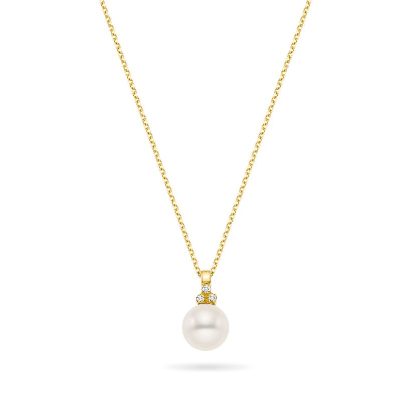 Κολιέ Diamonds από χρυσό 18K με διαμάντια μπριγιάν και freshwater pearl