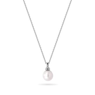 Κολιέ Pearls από λευκό χρυσό 18K με διαμάντια μπριγιάν και freshwater pearl