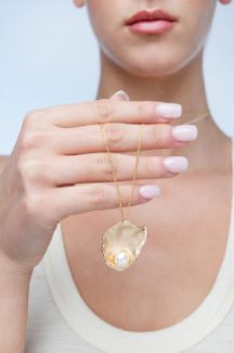 Κολιέ Terra από ματ επιχρυσωμένο ασήμι 925° με freshwater pearl