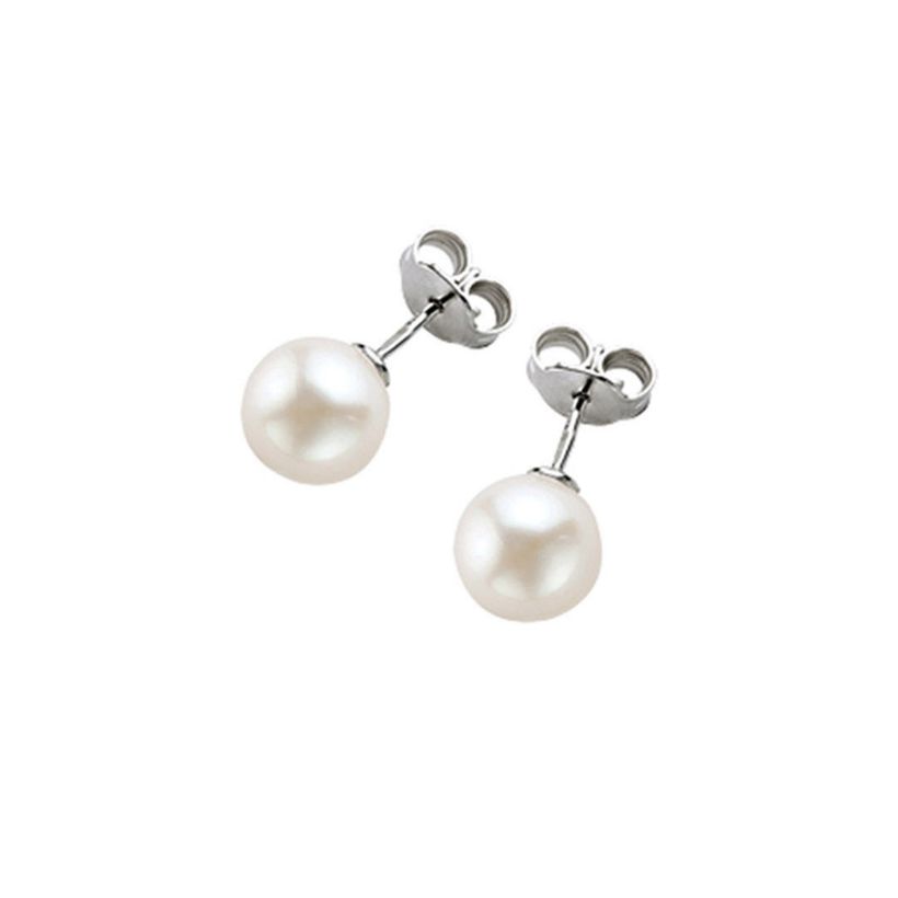 Σκουλαρίκια Pearls από λευκό χρυσό 18K με freshwater pearls