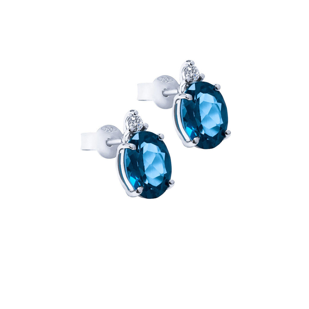 Σκουλαρίκια  Gems από λευκό χρυσό 18K με London blue topaz και διαμάντι μπριγιάν
