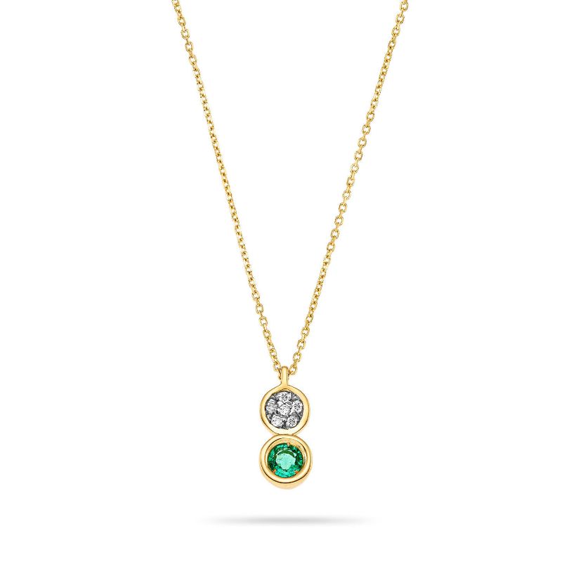 Κολιέ Gems από χρυσό 18K με σμαράγδι και διαμάντια μπριγιάν