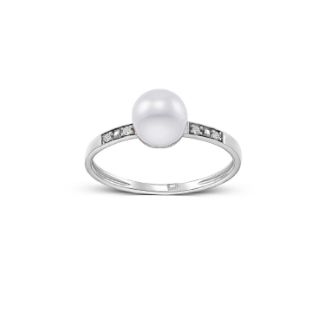 Δαχτυλίδι Pearls από λευκό χρυσό 18K με freshwater pearl και διαμάντια μπριγιάν