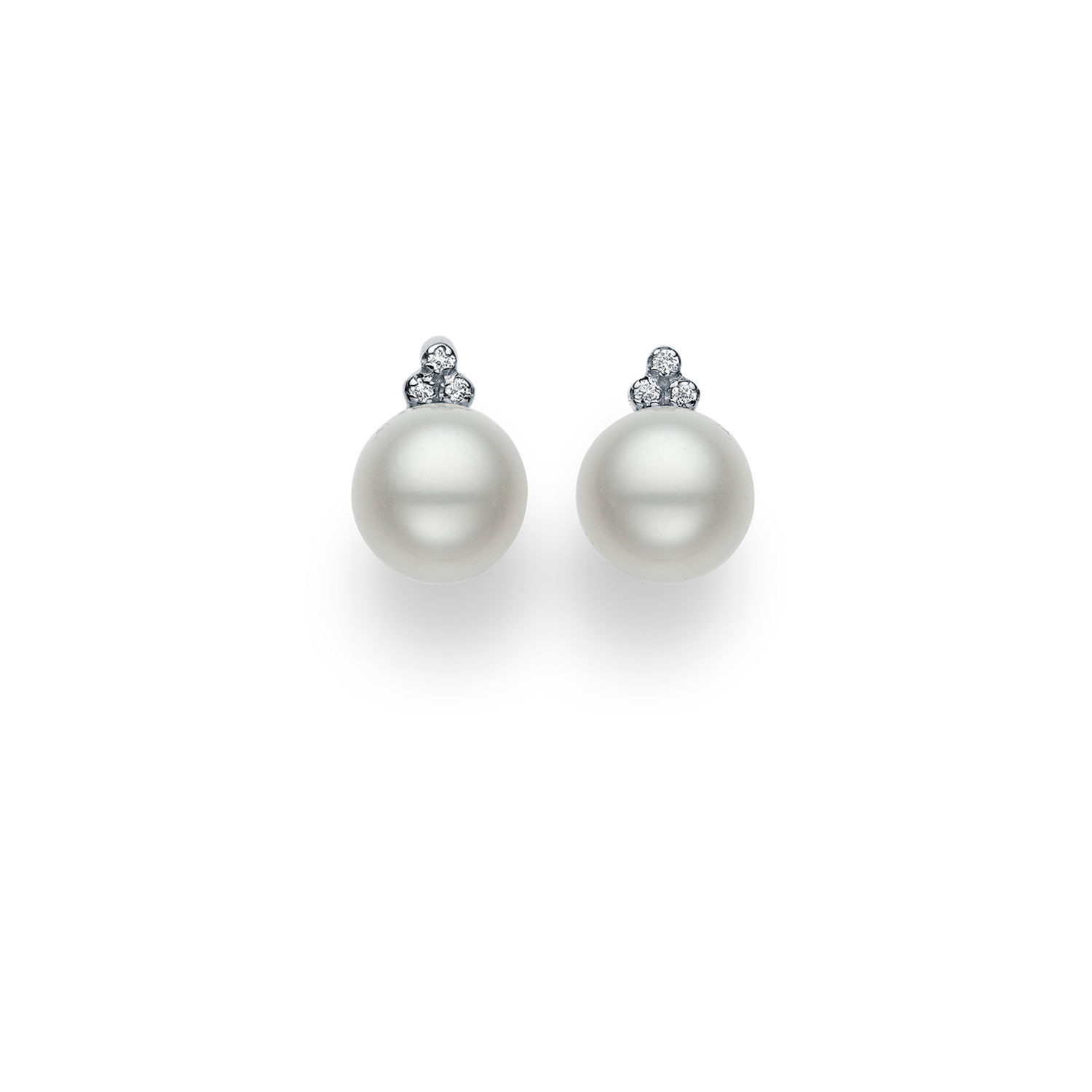 Σκουλαρίκια Pearls από λευκό χρυσό 18Κ με freshwater pearl και διαμάντια μπριγιάν
