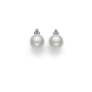 Σκουλαρίκια Pearls από λευκό χρυσό 18Κ με freshwater pearl και διαμάντια μπριγιάν