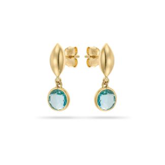 Σκουλαρίκια Gems από χρυσό 14K με blue topaz