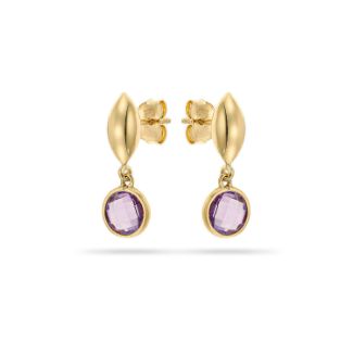 Σκουλαρίκια Gems από χρυσό 14K με αμέθυστο