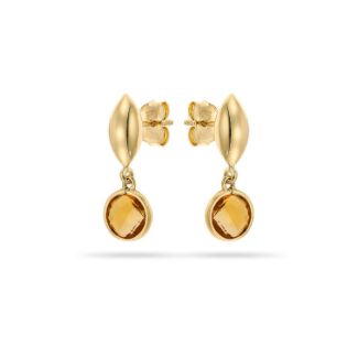 Σκουλαρίκια Gems από χρυσό 14K με σιτρίν