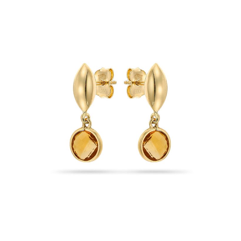 Σκουλαρίκια Gems από χρυσό 14K με σιτρίν