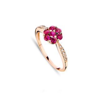Δαχτυλίδι Secret Garden από ροζ χρυσό 18K με ρουμπίνι και διαμάντια μπριγιάν