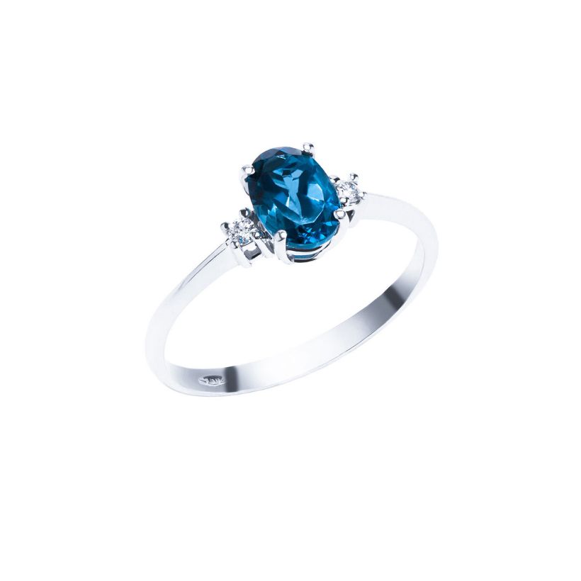 Δαχτυλίδι Gems από λευκό χρυσό 18K με London blue topaz και διαμάντια μπριγιάν