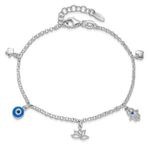Βραχιόλι i με charms από επιροδιωμένο ασήμι 925° και γαλάζιο σμάλτο