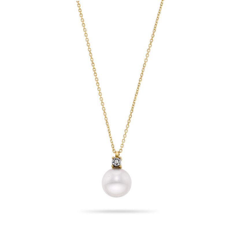 Κολιέ Pearls από χρυσό 18K με διαμάντι μπριγιάν και freshwater pearl