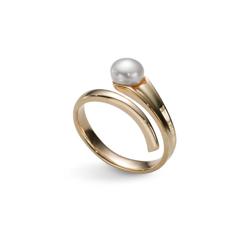 Δαχτυλίδι Terra από επιχρυσωμένο ασήμι 925° με freshwater pearl