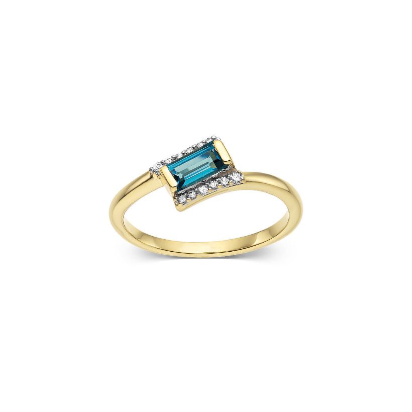 Δαχτυλίδι Secret Garden από χρυσό 18K με London blue topaz  και διαμάντια μπριγιάν