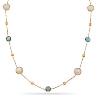 Κολιέ Secret Garden από ροζ χρυσό 14K με London blue topaz και φίλντισι