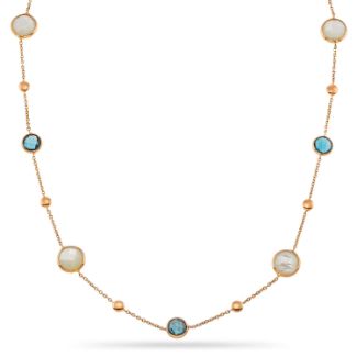 Κολιέ Secret Garden από ροζ χρυσό 14K με London blue topaz και φίλντισι