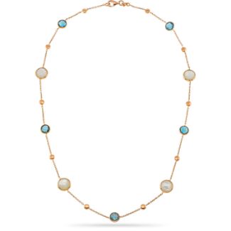 Κολιέ Secret Garden από ροζ χρυσό 14K με London blue topaz και φίλντισι