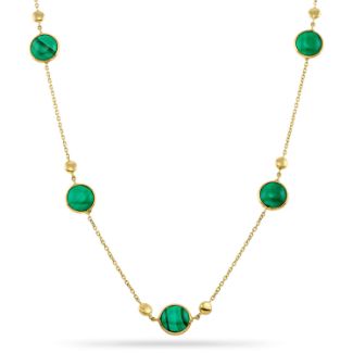 Κολιέ Secret Garden από χρυσό 14K με μαλαχίτη