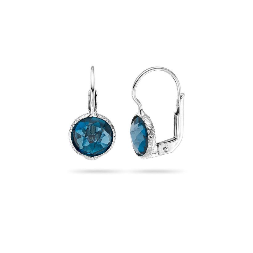 Σκουλαρίκια Secret Garden από λευκό χρυσό 14K με  London blue topaz