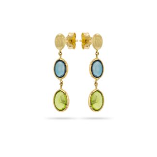Σκουλαρίκια Secret Garden από χρυσό 14K με  London blue topaz και περίδοτο