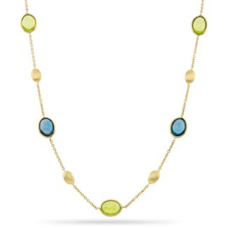 Κολιέ Secret Garden από χρυσό 14K με  London blue topaz και περίδοτο