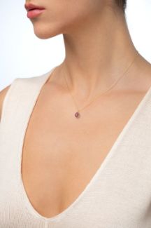 Μενταγιόν Mini Drops από χρυσό 18Κ με μοβ τοπάζι
