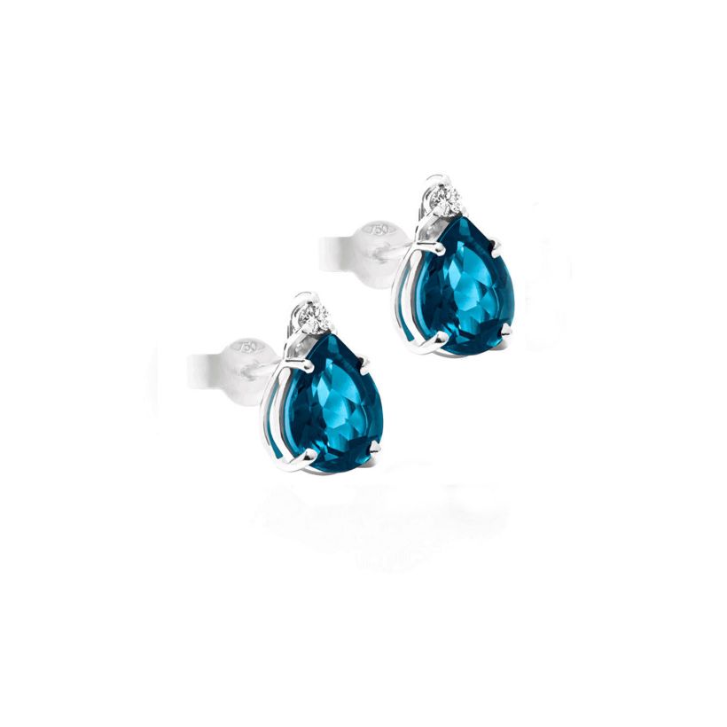 Σκουλαρίκια Gems από λευκό χρυσό 18K London blue topaz και διαμάντια μπριγιάν