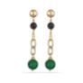 Σκουλαρίκια Swing από επιχρυσωμένο ασήμι 925° με μαύρο αχάτη, πράσινο αχάτη και μαργαριτάρια μπαρόκ
