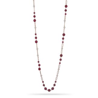Κολιέ Swing από ροζ επιχρυσωμένο ασήμι 925°  με νεφρίτη, κόκκινη τουρμαλίνη και freshwater pearls