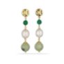 Σκουλαρίκια Swing από επιχρυσωμένο ασήμι 925°  με πράσινο αχάτη,αβεντουρίνη,cat's eye stone και freshwater pearls