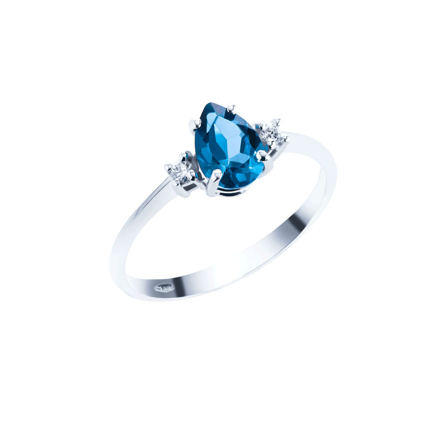 Δαχτυλίδι Gems από λευκό χρυσό 18K London blue topaz και διαμάντια μπριγιάν