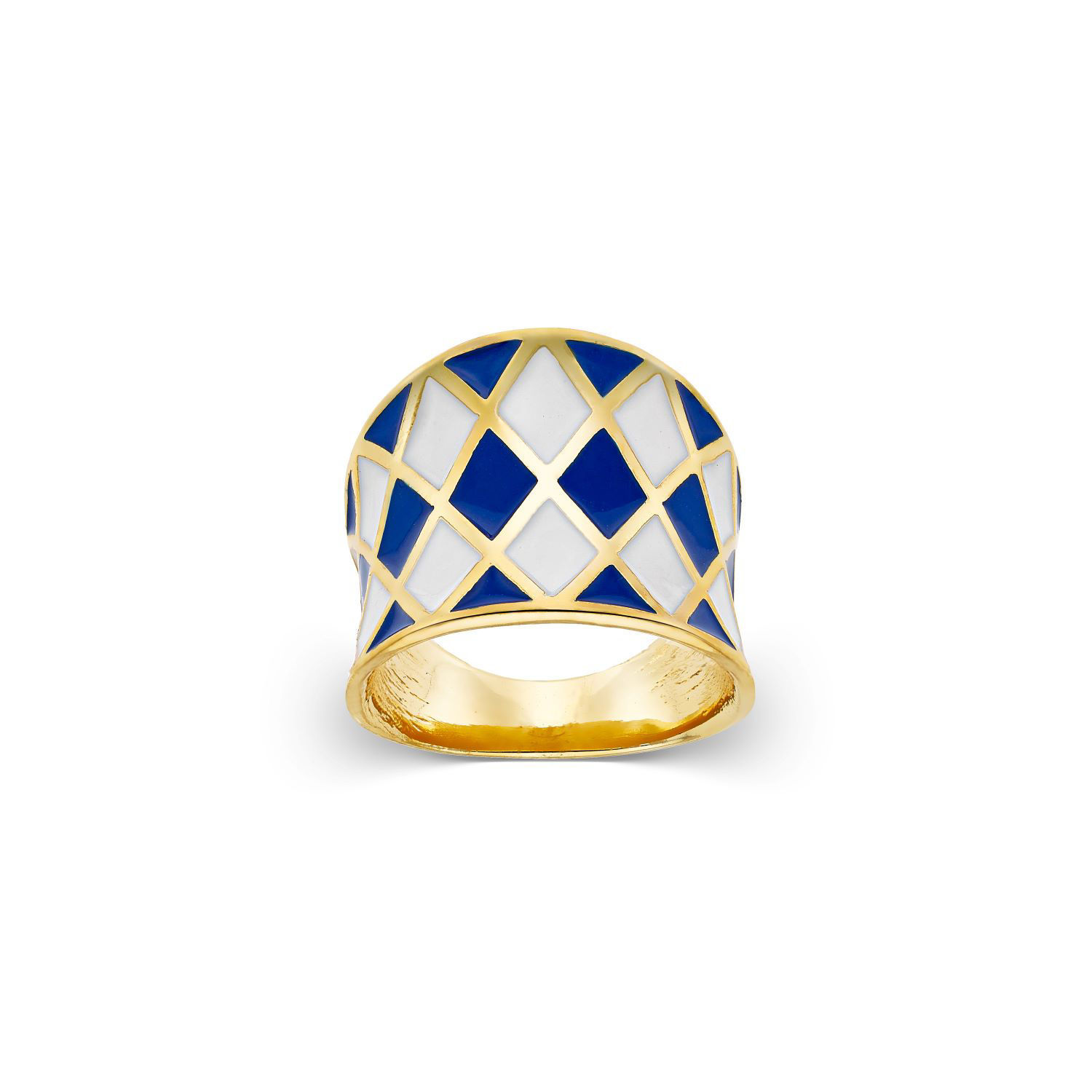 Δαχτυλίδι Pop 23 από επιχρυσωμένο ασήμι 925° με λευκό και μπλε σμάλτο