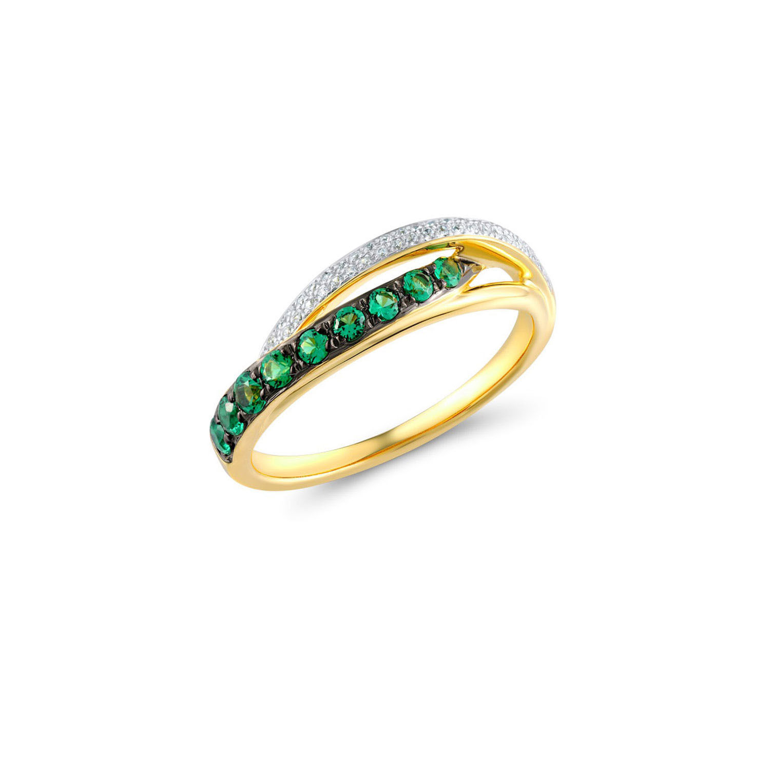 Δαχτυλίδι Gems από χρυσό 18K με σμαράγδι και διαμάντια μπριγιάν